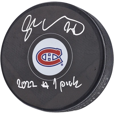 Juraj Slafkovsky Montreal Canadiens Autographed Hockey Puck with "#1 Pick" Inscription