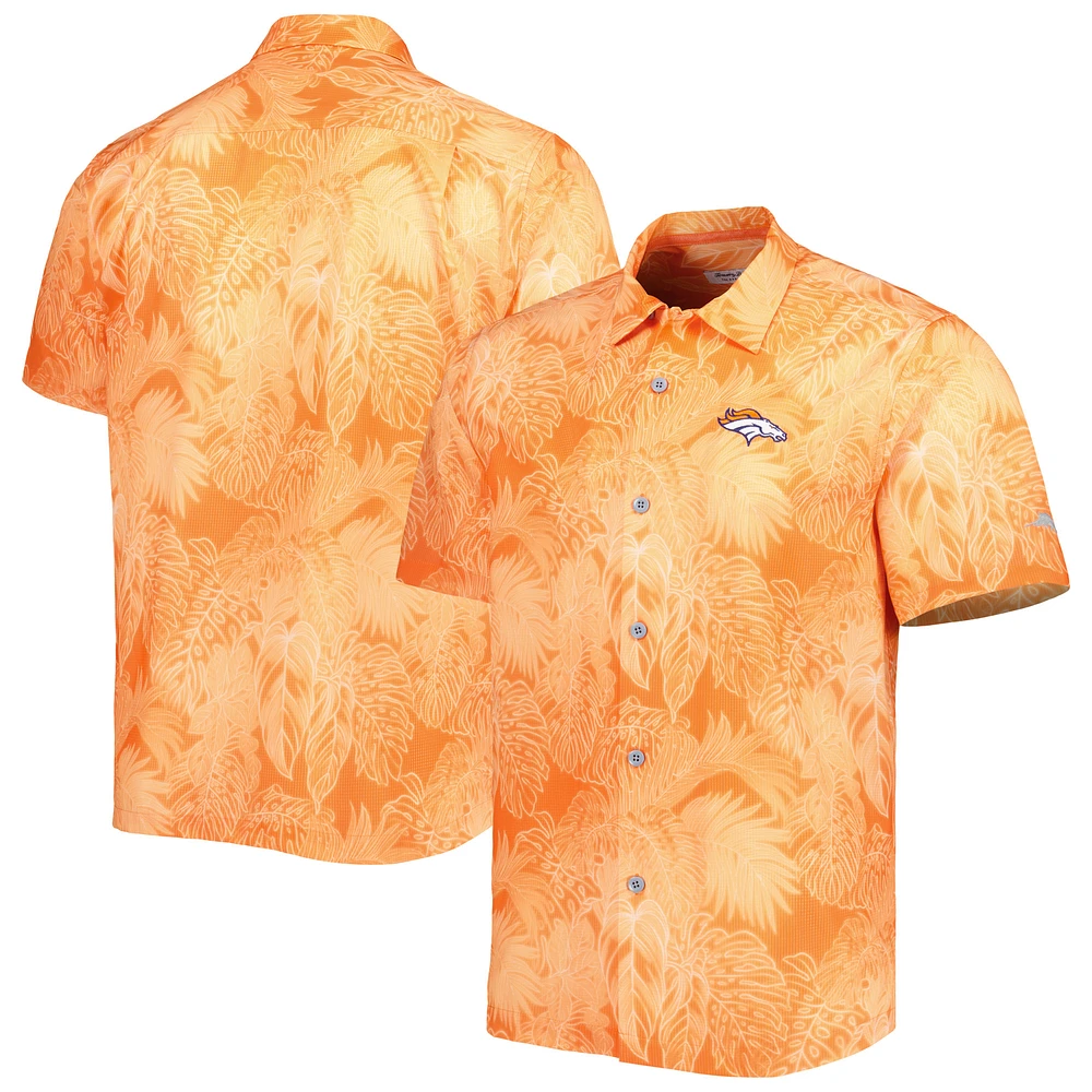 Men's Tommy Bahama Orange Denver Broncos Coast Luminescent Fronds Camp IslandZone Button-Up Shirt