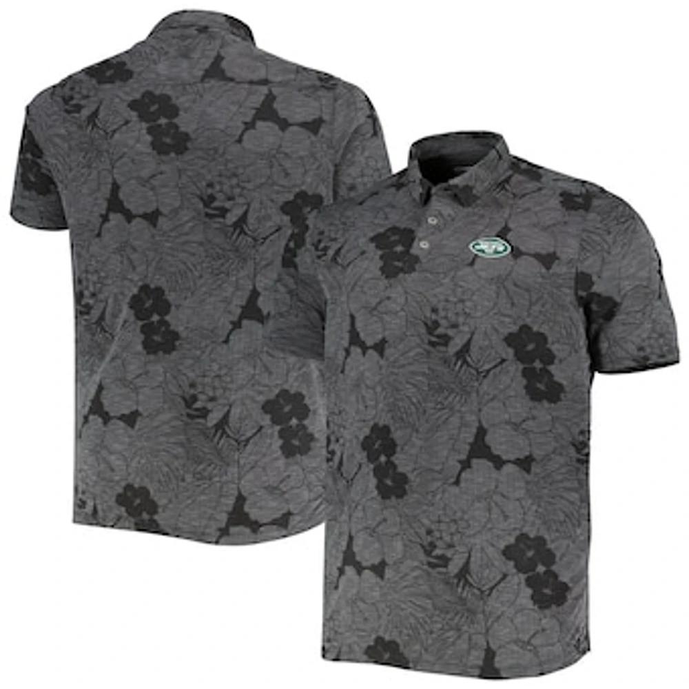 Men's Tommy Bahama Black New York Jets Big & Tall Miramar Blooms Polo