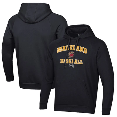 Men's Under Armour Black Maryland Terrapins Baseball All Day Arch Fleece Pullover Hoodie