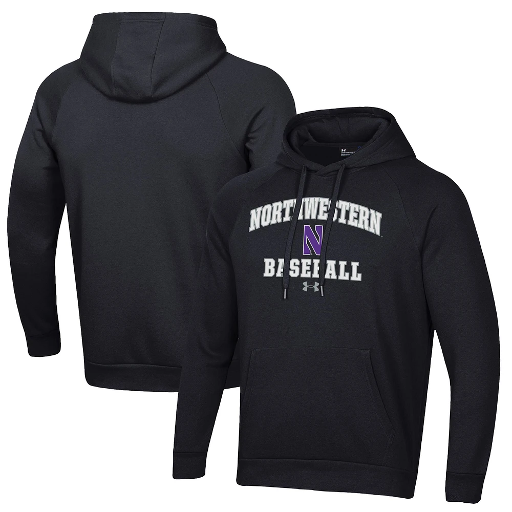 Men's Under Armour Black Northwestern Wildcats Baseball All Day Arch Fleece Pullover Hoodie