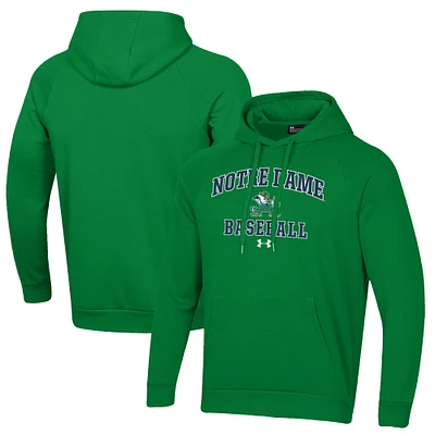 Men's Under Armour Green Notre Dame Fighting Irish Baseball All Day Arch Fleece Pullover Hoodie