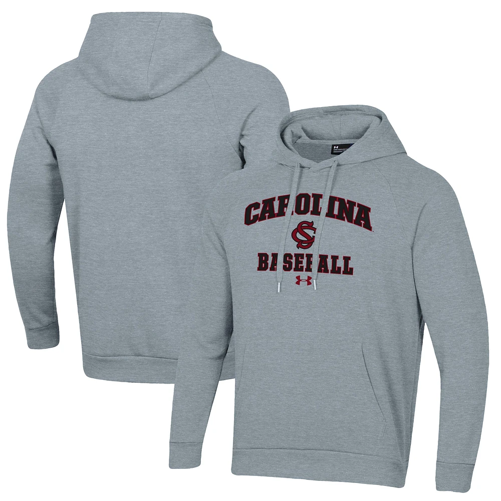 Men's Under Armour Gray South Carolina Gamecocks Baseball All Day Arch Fleece Pullover Hoodie