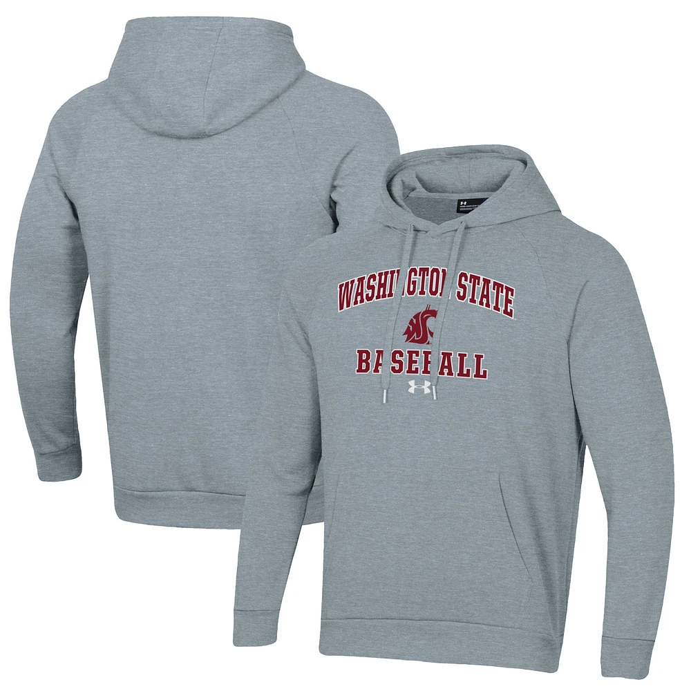 Men's Under Armour Gray Washington State Cougars Baseball All Day Arch Fleece Pullover Hoodie