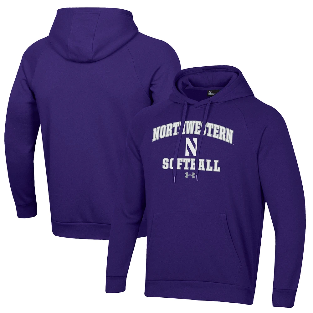 Men's Under Armour Northwestern Wildcats Softball All Day Arch Fleece Pullover Hoodie