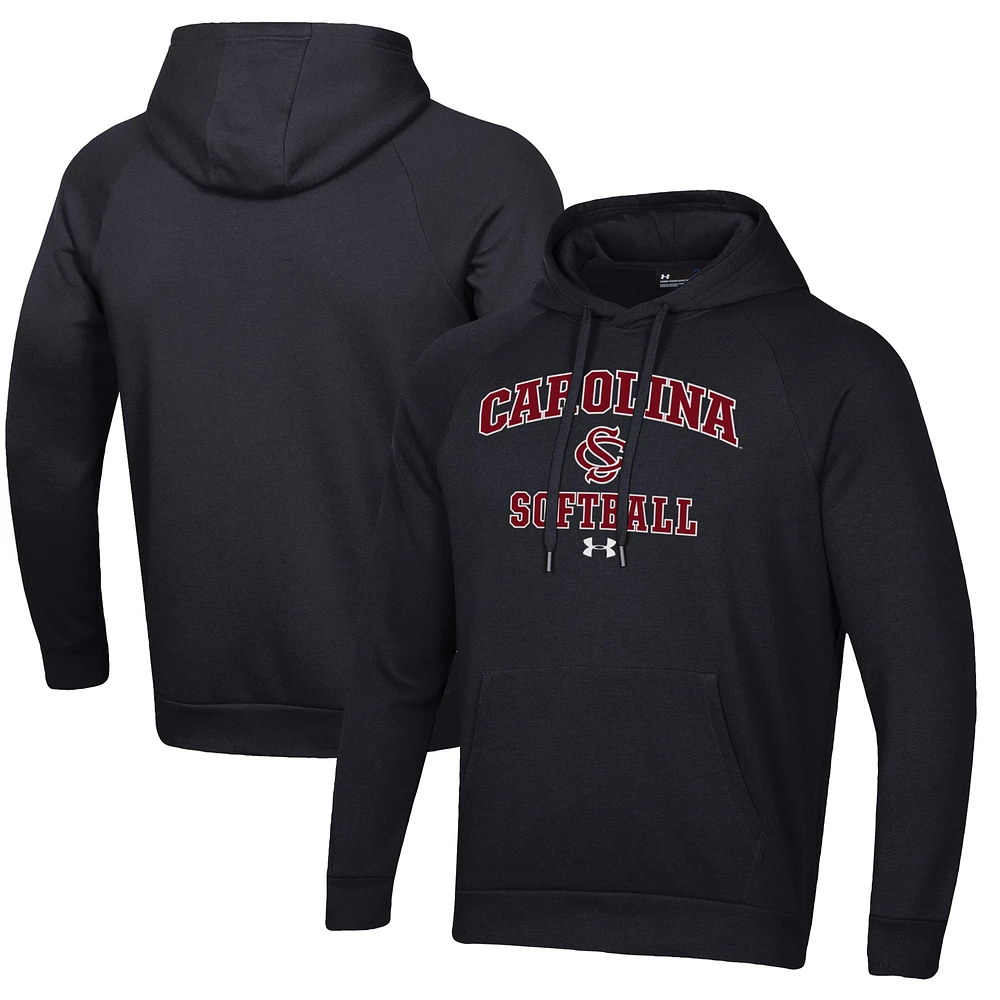 Men's Under Armour Black South Carolina Gamecocks Softball All Day Arch Fleece Pullover Hoodie
