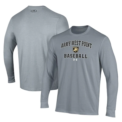 Men's Under Armour Gray Army Black Knights Baseball Performance Long Sleeve T-Shirt