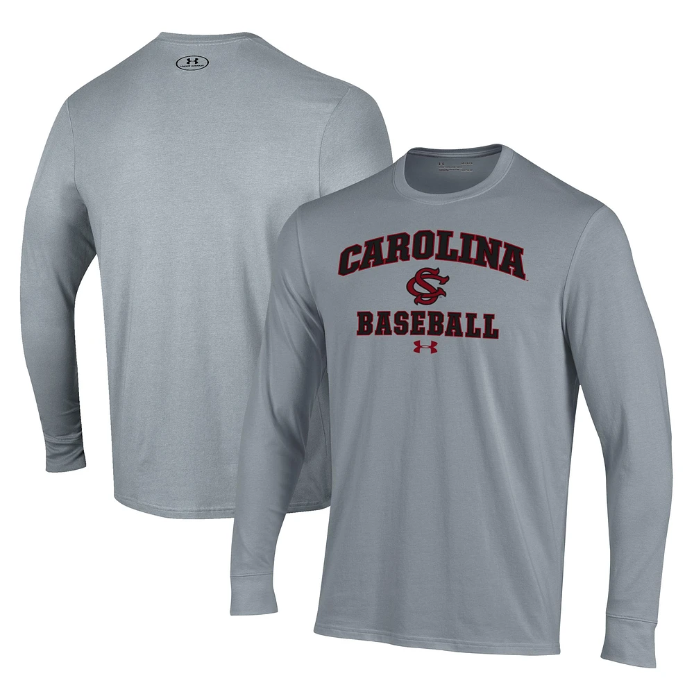 Men's Under Armour Gray South Carolina Gamecocks Baseball Performance Long Sleeve T-Shirt