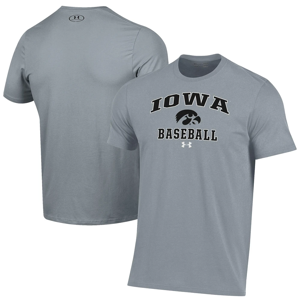 Men's Under Armour Gray Iowa Hawkeyes Baseball Performance T-Shirt
