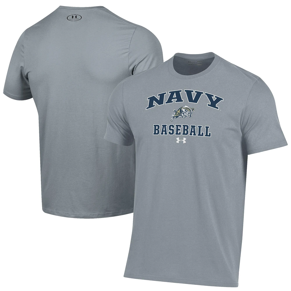 Men's Under Armour Gray Navy Midshipmen Baseball Performance T-Shirt