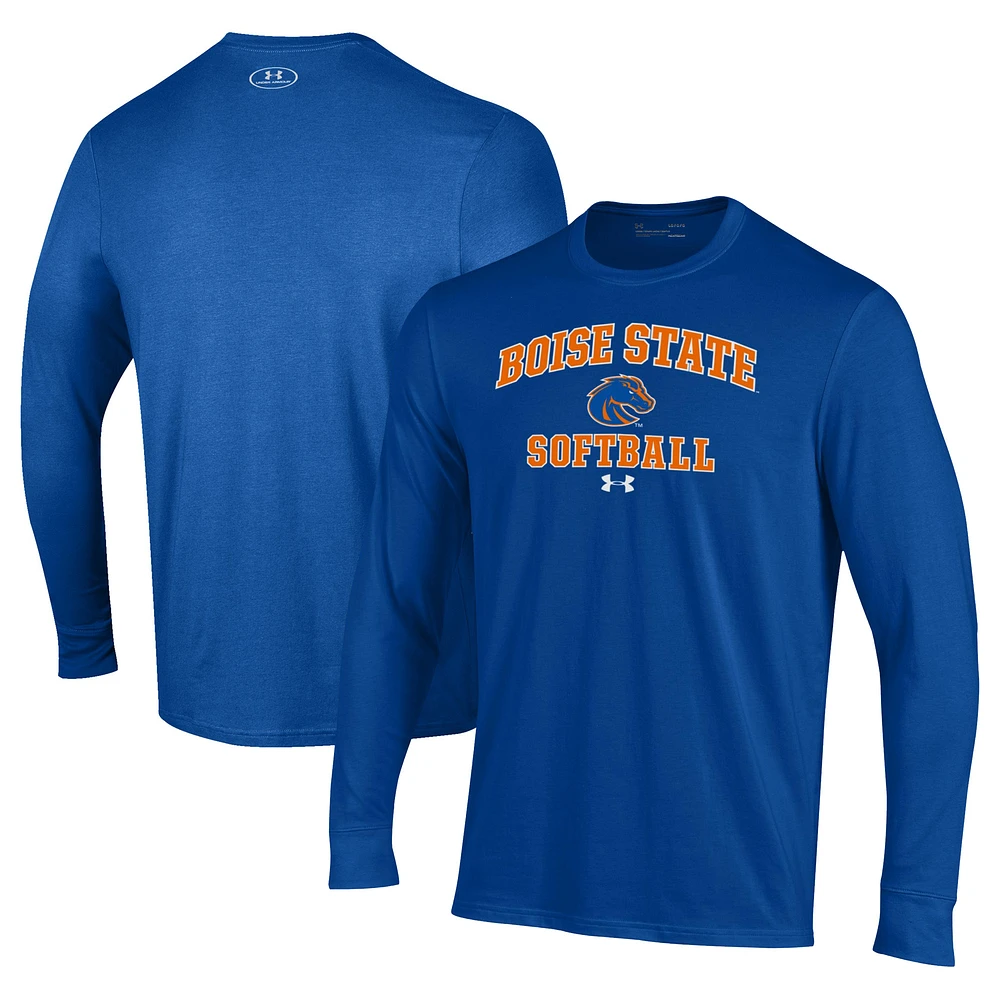 Men's Under Armour Royal Boise State Broncos Softball Performance Long Sleeve T-Shirt