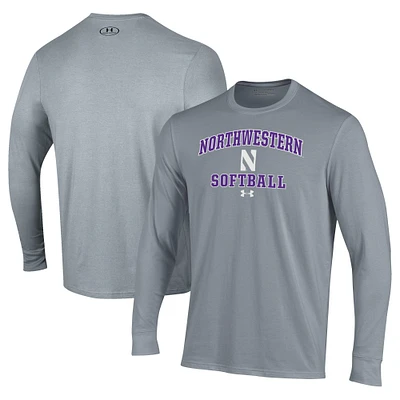 Men's Under Armour Northwestern Wildcats Softball Performance Long Sleeve T-Shirt