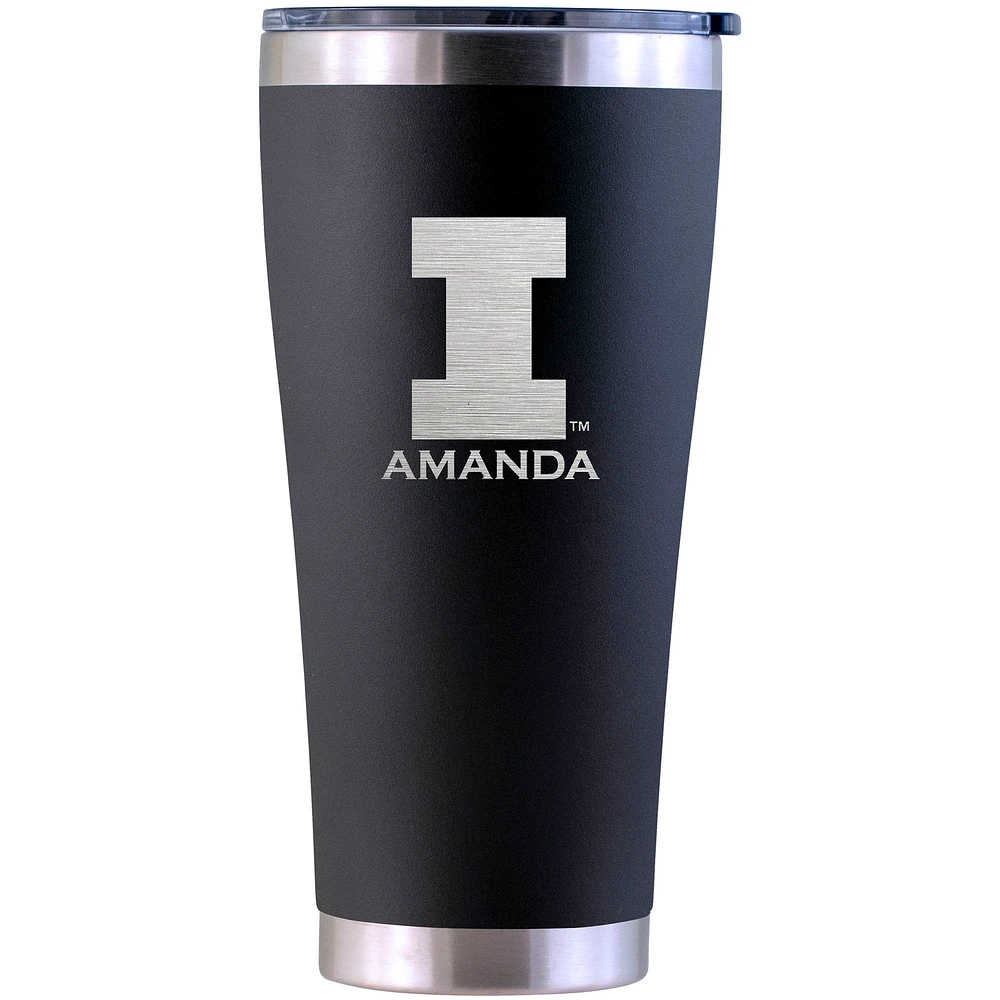 Illinois Fighting Illini Personalized 30oz. Laser Etched Black Tumbler