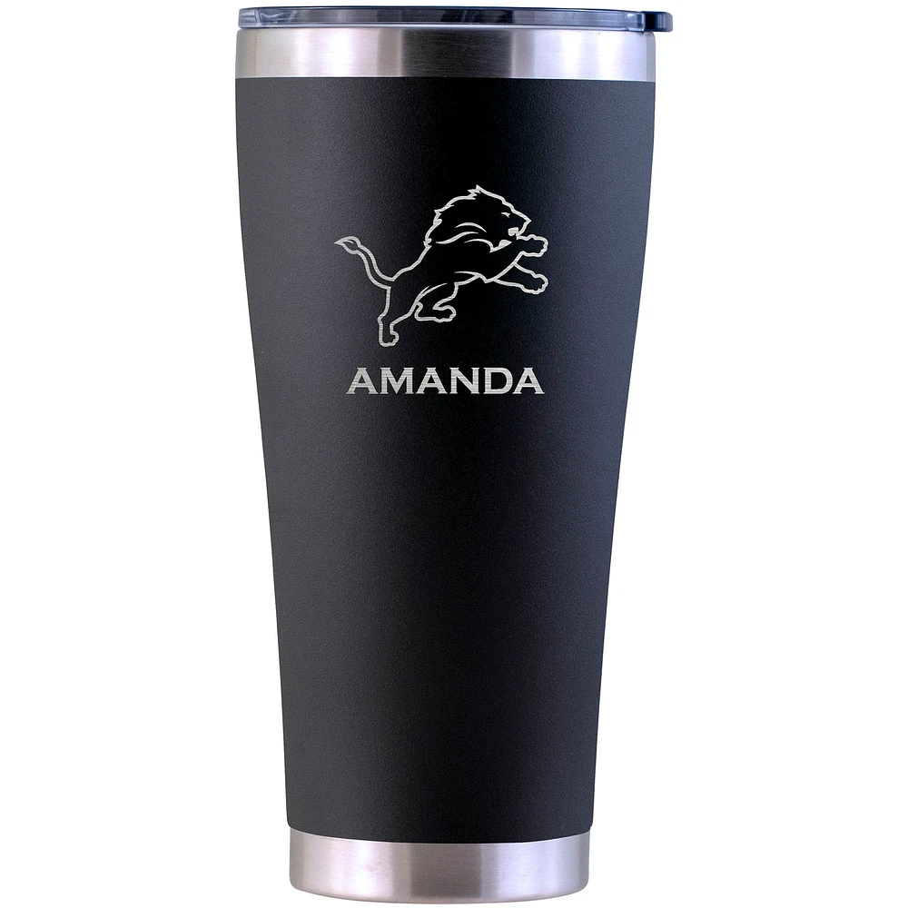 Detroit Lions Personalized 30oz. Laser Etched Black Tumbler