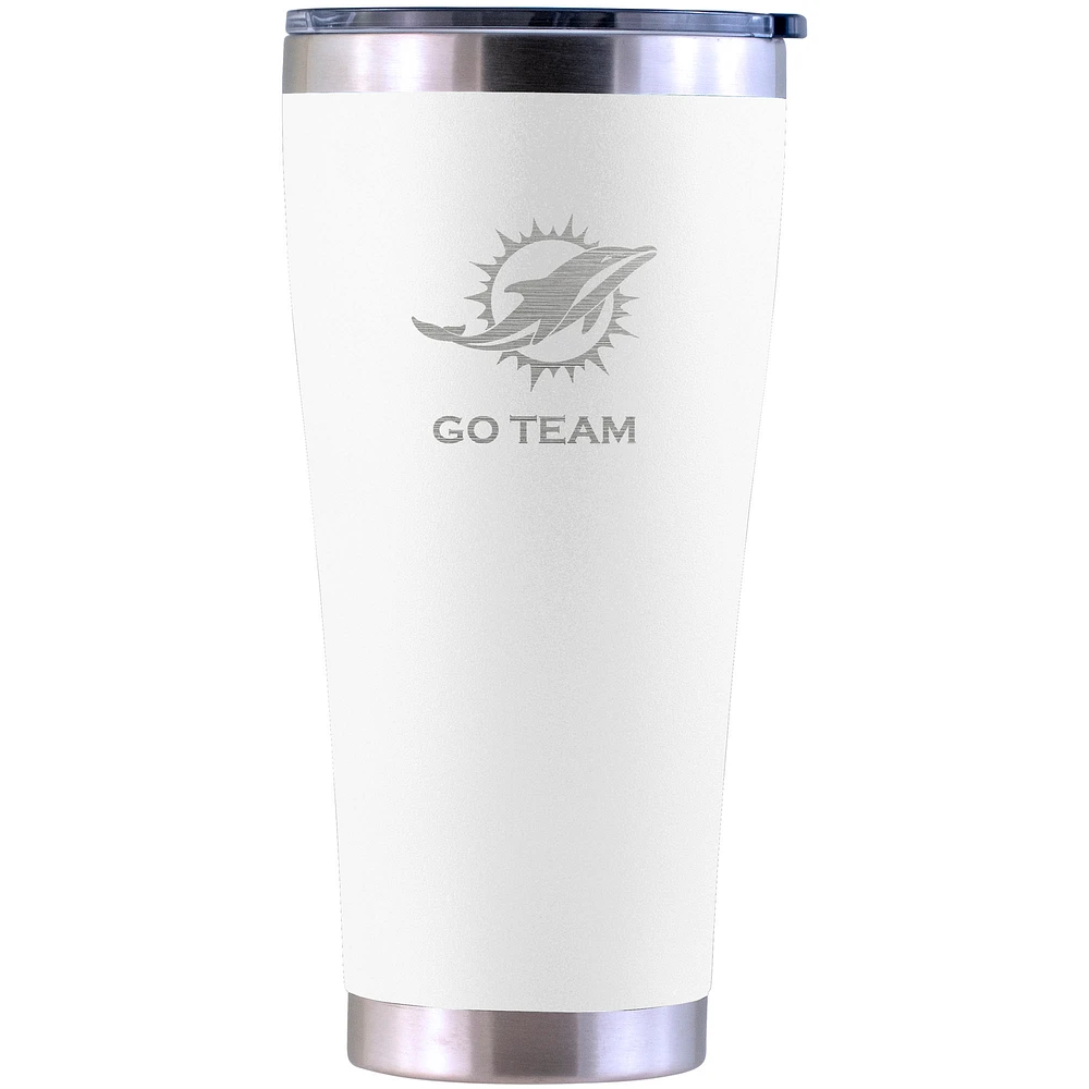 Miami Dolphins Personalized 30oz. Laser Etched White Tumbler