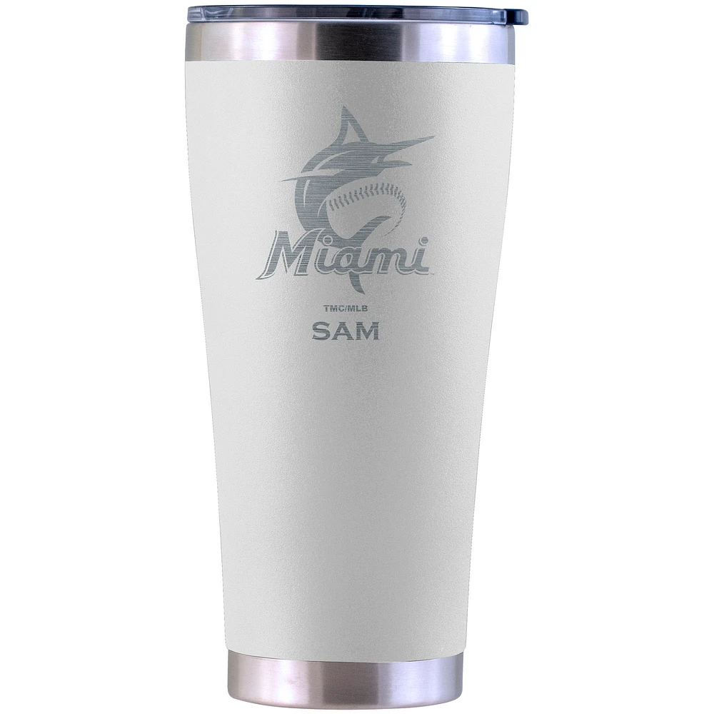 Miami Marlins Personalized 30oz. Laser Etched White Tumbler