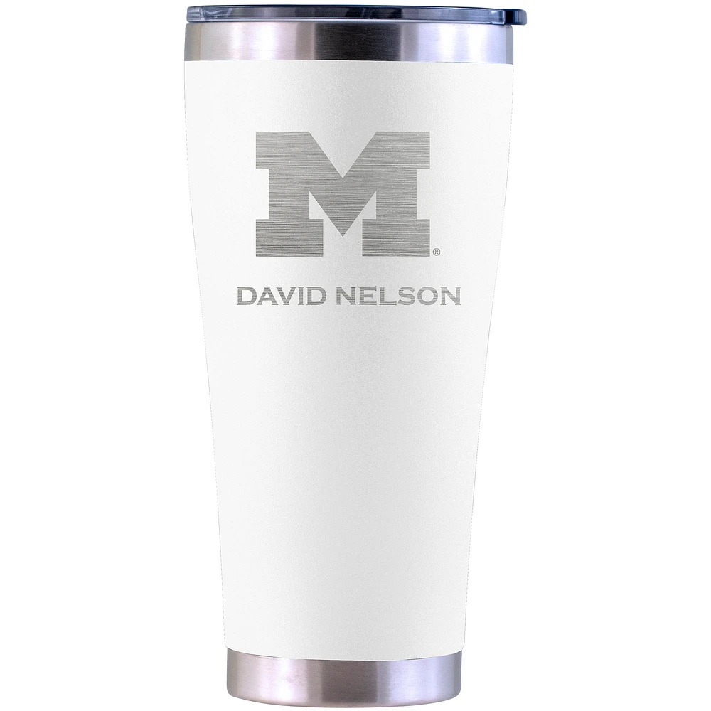 Michigan Wolverines Personalized 30oz. Laser Etched White Tumbler
