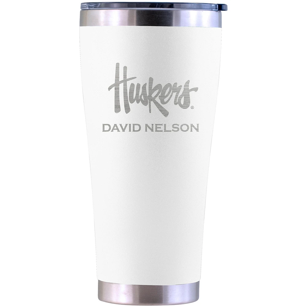 Nebraska Huskers Personalized 30oz. Laser Etched White Tumbler