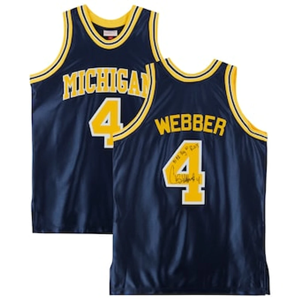 Chris Webber Navy Michigan Wolverines Autographed Mitchell & Ness 1991-92 Authentic Jersey with "91-92 Big Ten ROY" Inscription