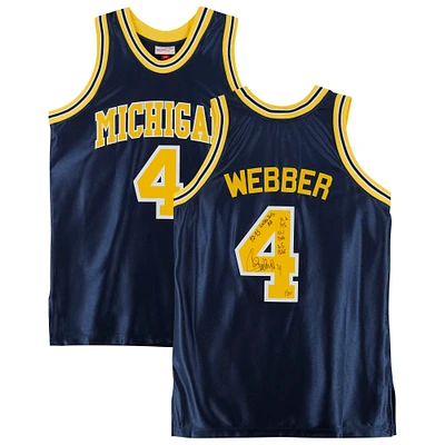 Chris Webber Navy Michigan Wolverines Autographed Mitchell & Ness 1991-92 Authentic Jersey with "92-93 Consensus AA" Inscription