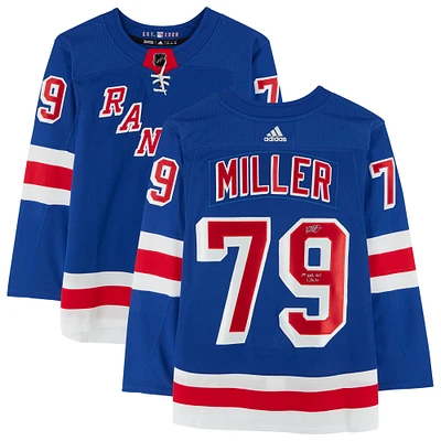 K'Andre Miller Blue New York Rangers Autographed adidas Authentic Jersey with "1st NHL Goal 1/26/21" Inscription