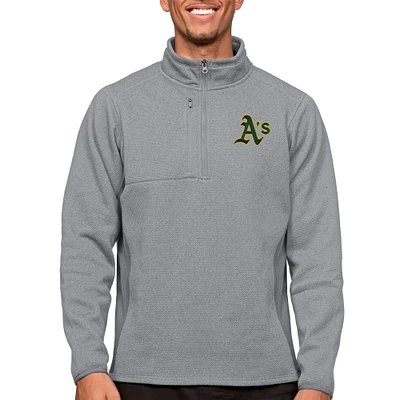 Men's Antigua Heathered Gray Athletics Course Quarter-Zip Pullover Top