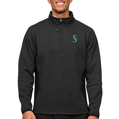 Men's Antigua Heathered Seattle Mariners Course Quarter-Zip Pullover Top
