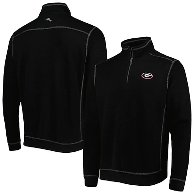 Men's Tommy Bahama Black Georgia Bulldogs Sport Tobago Bay Tri-Blend Mock Neck Half-Zip Jacket