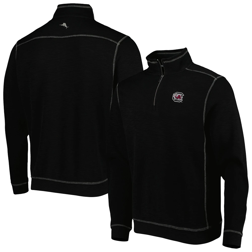 Men's Tommy Bahama Black South Carolina Gamecocks Sport Tobago Bay Tri-Blend Mock Neck Half-Zip Jacket