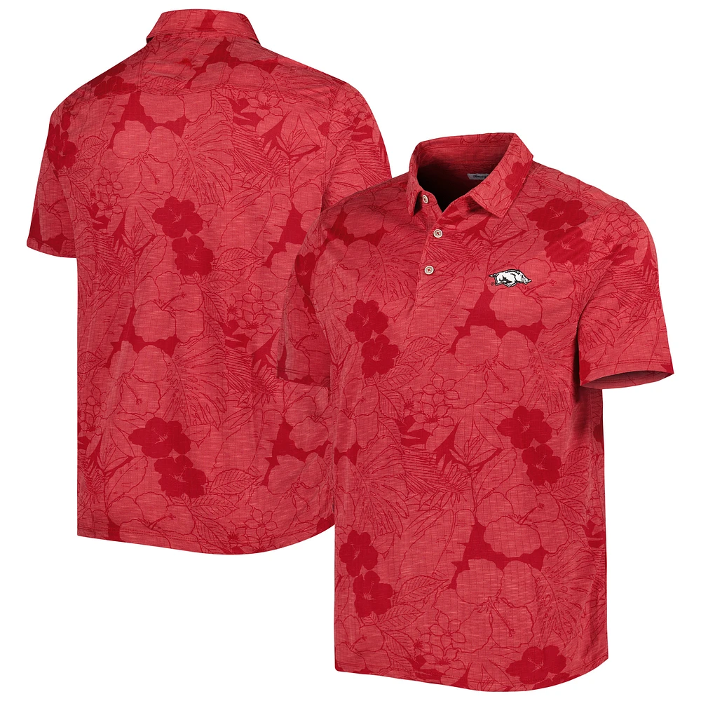 Men's Tommy Bahama Cardinal Arkansas Razorbacks Miramar Blooms Polo