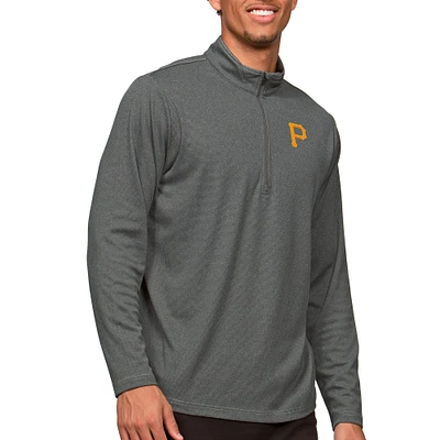 Men's Antigua Heathered Charcoal Pittsburgh Pirates Epic Quarter-Zip Pullover Top