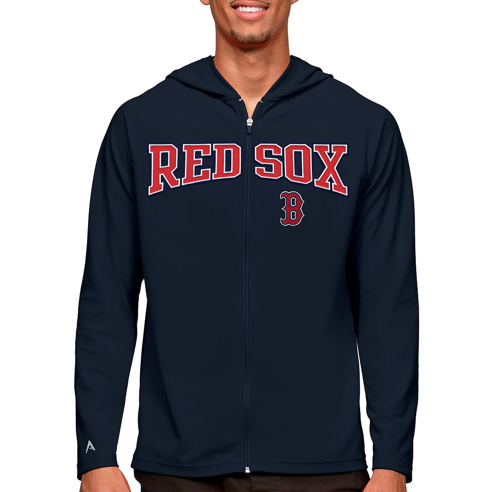 Men's Antigua Navy Boston Red Sox Wordmark Legacy Full-Zip Hoodie