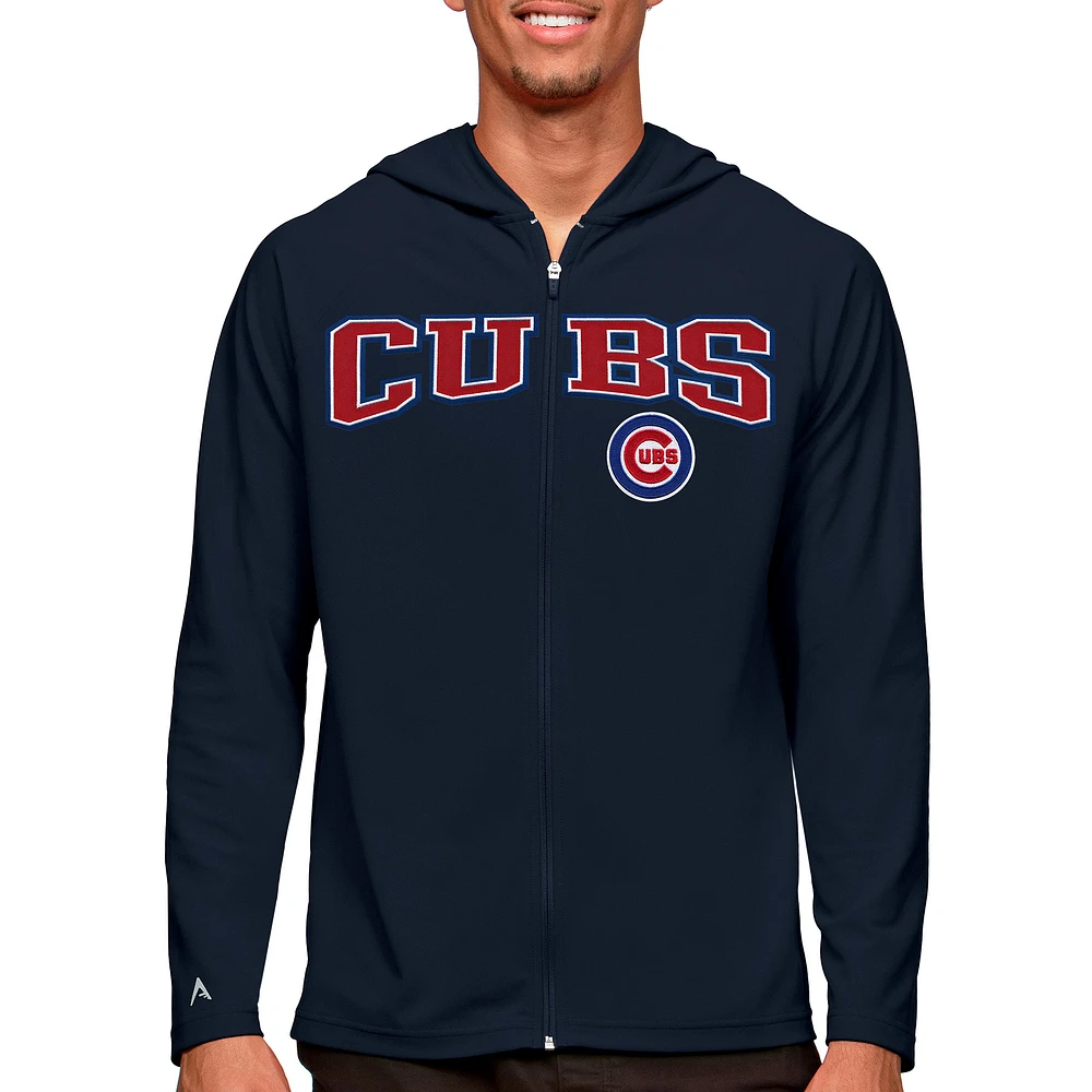 Men's Antigua Navy Chicago Cubs Wordmark Legacy Full-Zip Hoodie