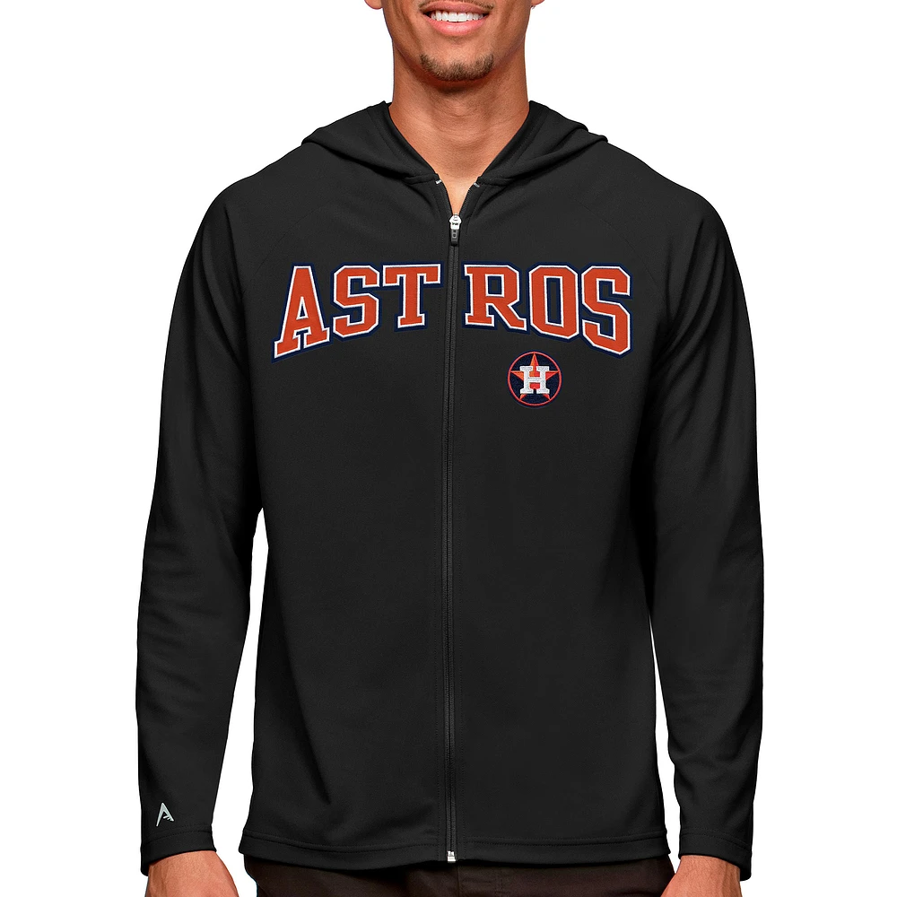 Men's Antigua Black Houston Astros Wordmark Legacy Full-Zip Hoodie