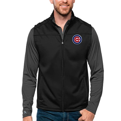 Men's Antigua Black Chicago Cubs Links Full-Zip Golf Vest