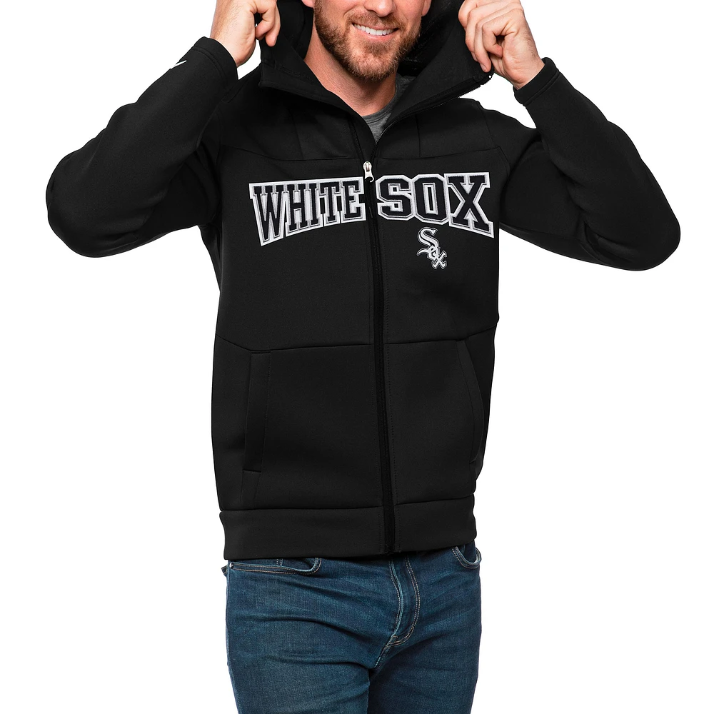 Men's Antigua Black Chicago White Sox Wordmark Protect Full-Zip Hoodie