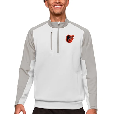 Men's Antigua White Baltimore Orioles Team Quarter-Zip Pullover Top