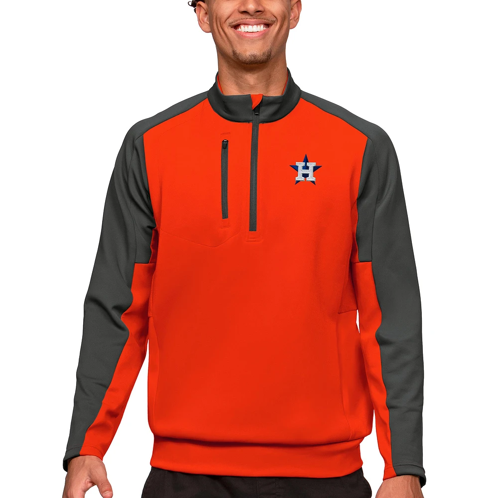 Men's Antigua Orange Houston Astros Team Quarter-Zip Pullover Top