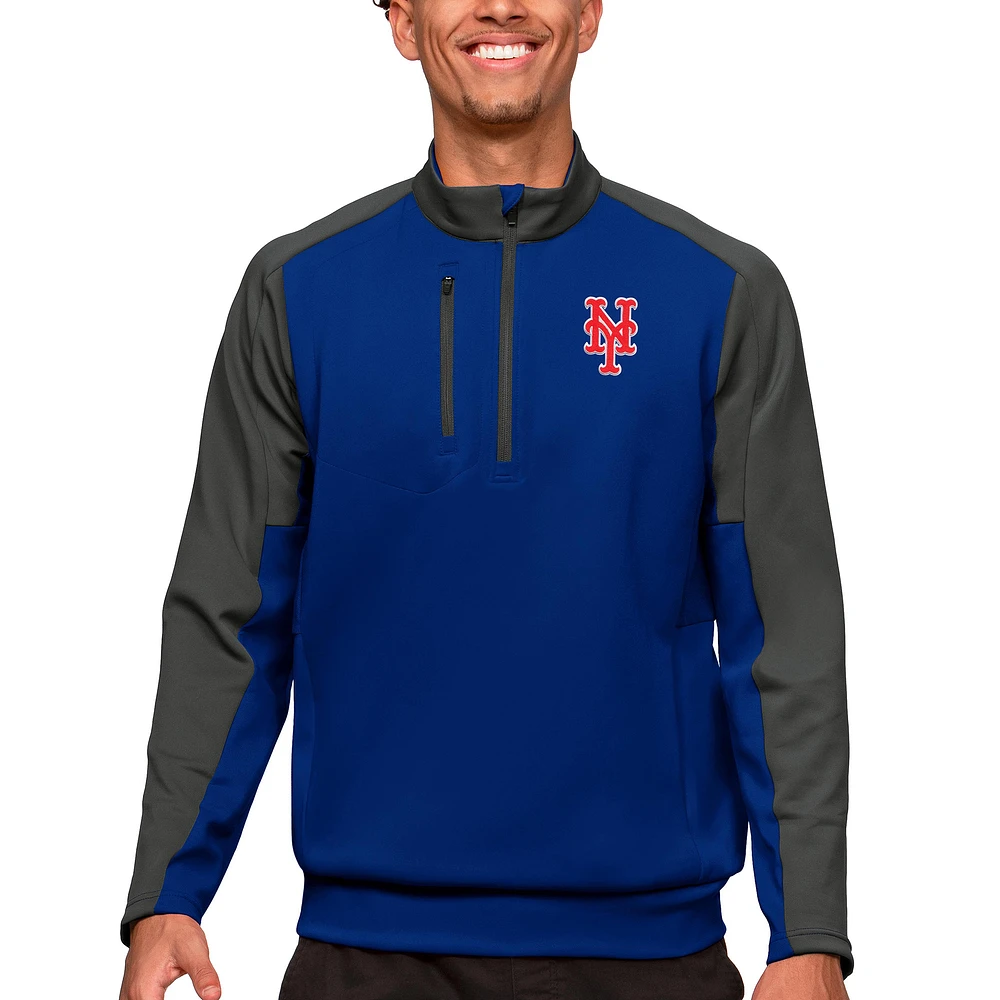 Men's Antigua Royal New York Mets Team Quarter-Zip Pullover Top