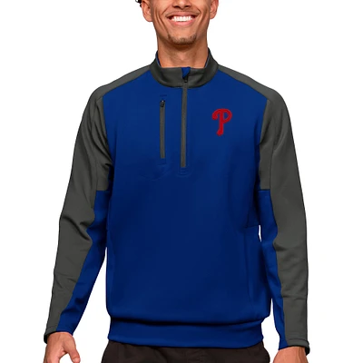 Men's Antigua Royal Philadelphia Phillies Team Quarter-Zip Pullover Top