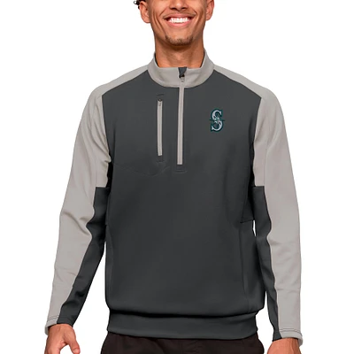 Men's Antigua Charcoal Seattle Mariners Team Quarter-Zip Pullover Top