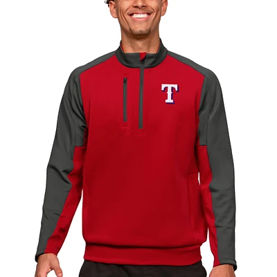 Men's Antigua Red Texas Rangers Team Quarter-Zip Pullover Top