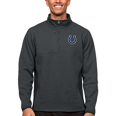 Men's Antigua Heathered Charcoal Indianapolis Colts Course Quarter-Zip Pullover Top