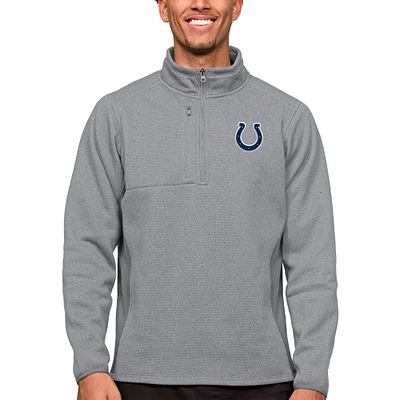 Men's Antigua Heathered Gray Indianapolis Colts Course Quarter-Zip Pullover Top