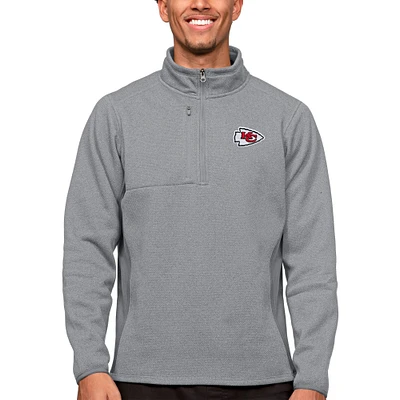 Men's Antigua Heathered Kansas City Chiefs Course Quarter-Zip Pullover Top