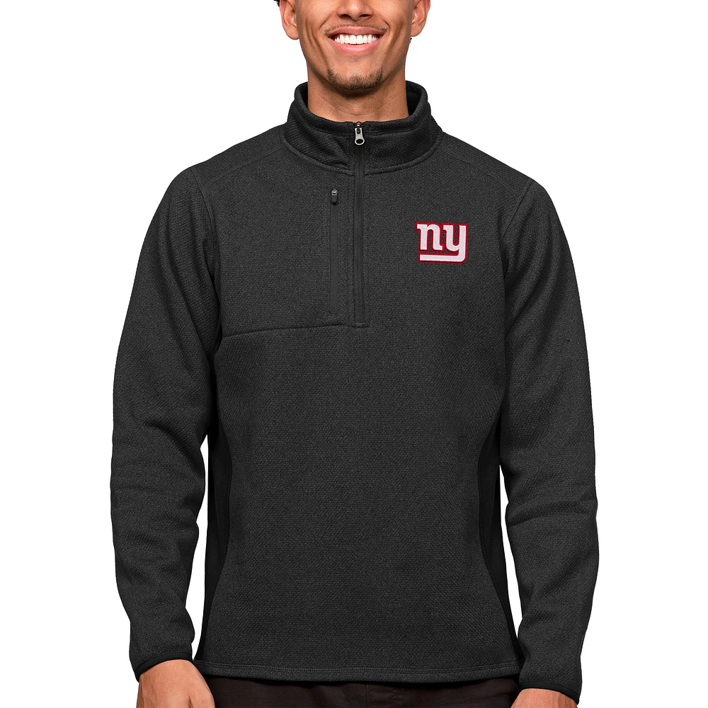 Men's Antigua Heathered New York Giants Course Quarter-Zip Pullover Top