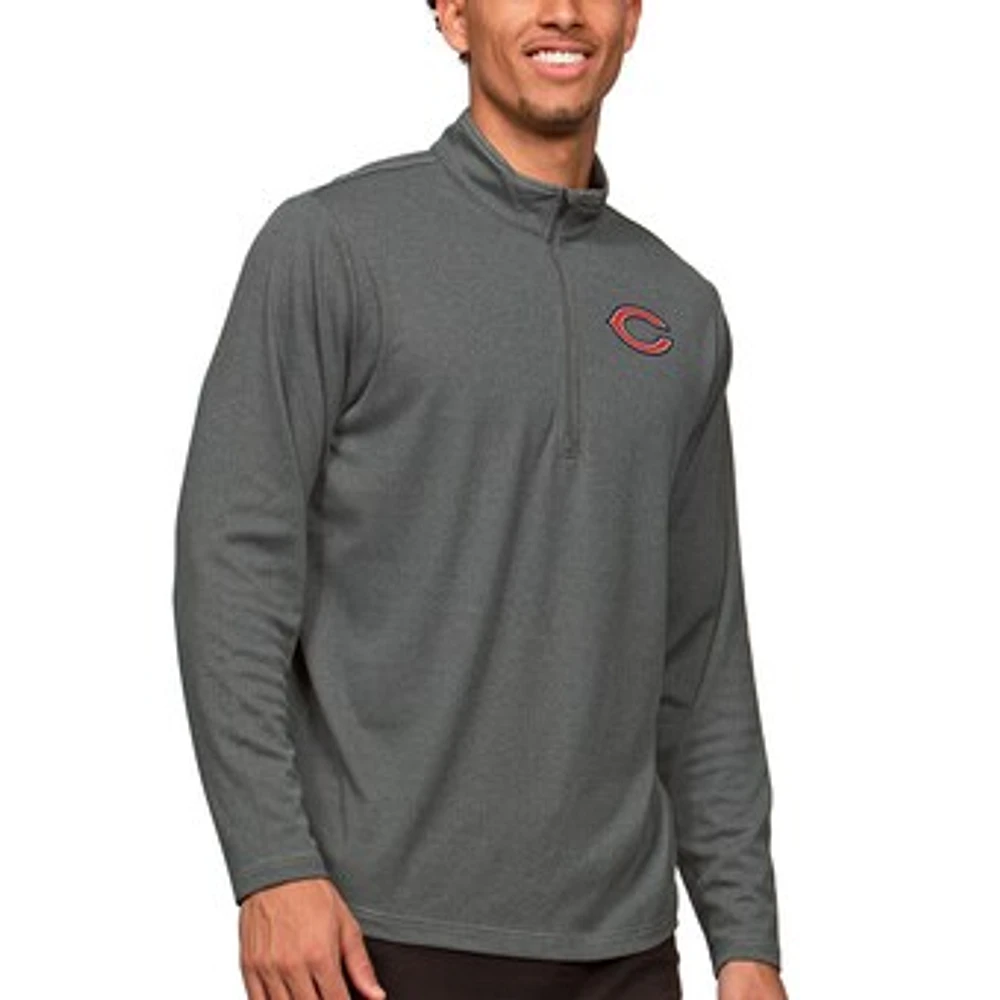 Men's Antigua Heathered Charcoal Chicago Bears Epic Quarter-Zip Pullover Top