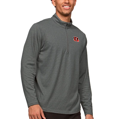 Men's Antigua Heathered Charcoal Cincinnati Bengals Epic Quarter-Zip Pullover Top