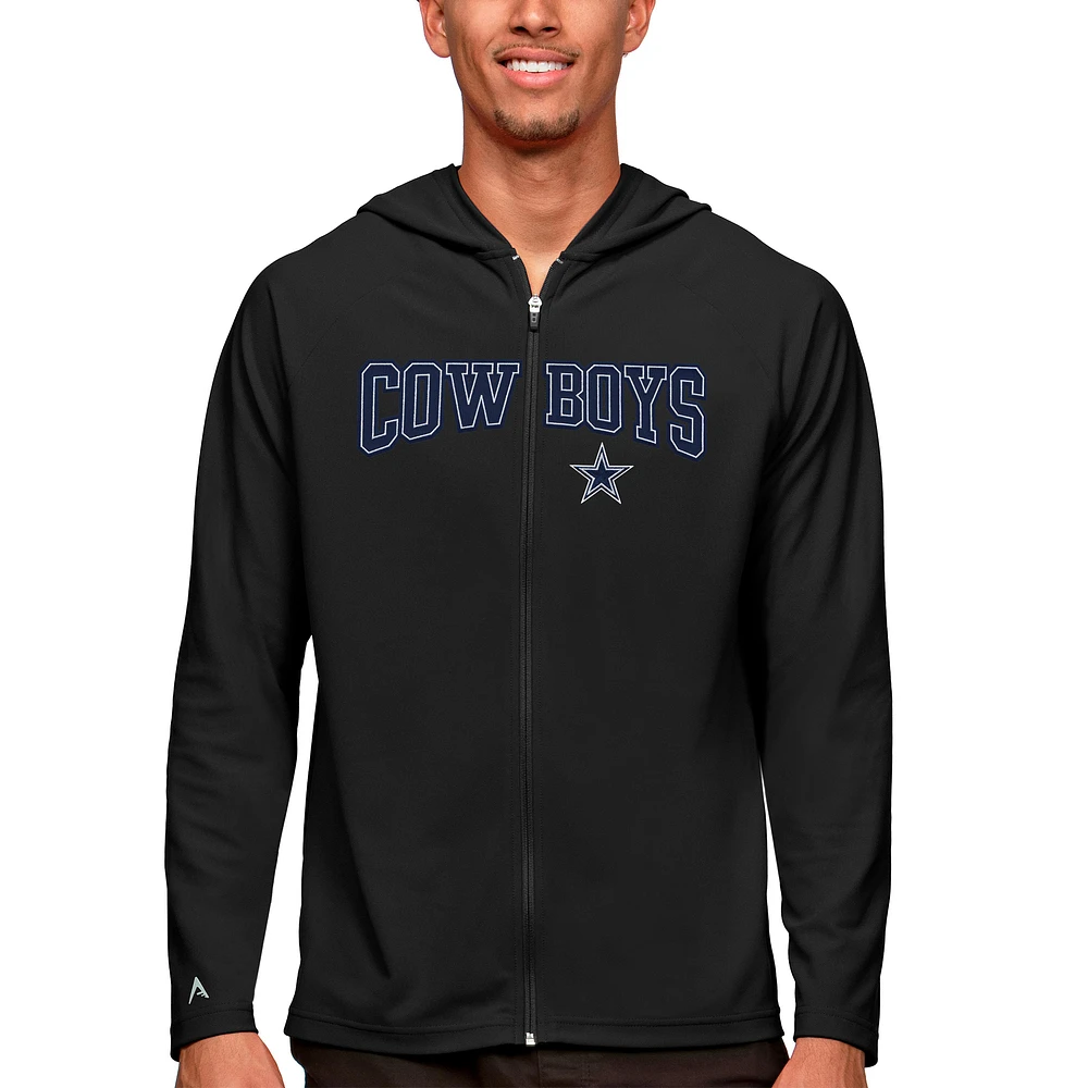 Men's Antigua Black Dallas Cowboys Legacy Full-Zip Hoodie