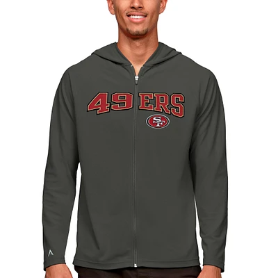 Men's Antigua Charcoal San Francisco 49ers Legacy Full-Zip Hoodie